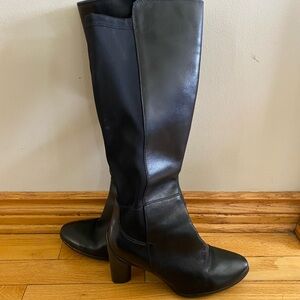 Elegant Black Leather Knee-High Boots